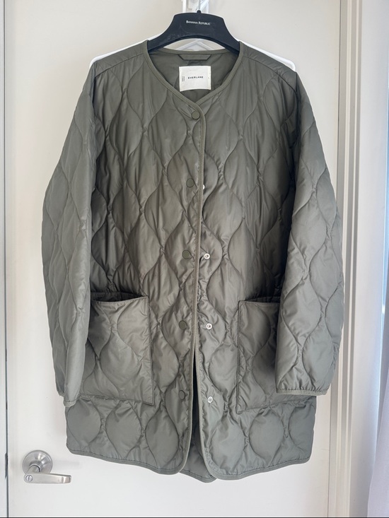 Everlane Jackets & Blazers - Everlane Quilted Long Puffer Jacket in Olive Green